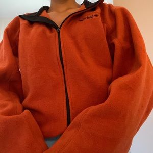 Super oversized orange timberland zip up fleece